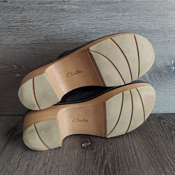 Clarks | Black Preslet Sheen Leather Clog Size 10 - Picture 10 of 10